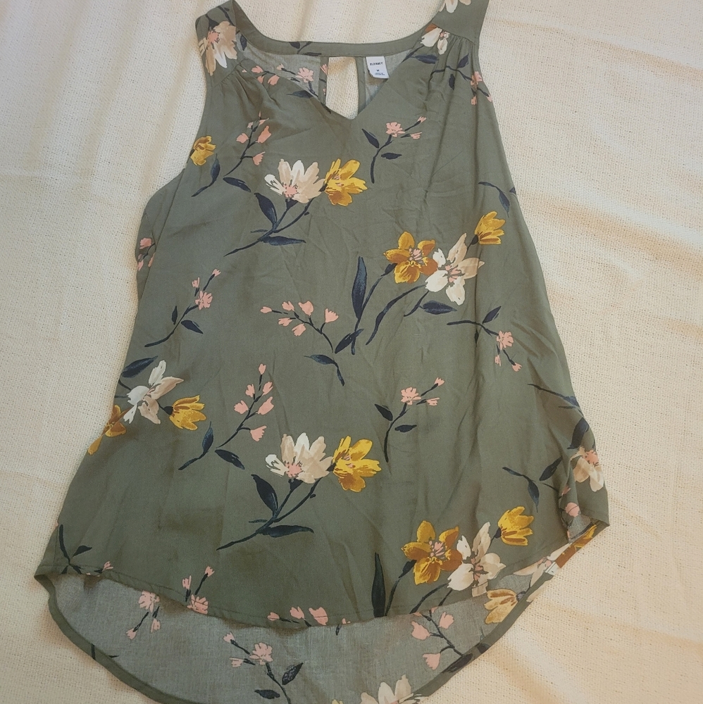 Green Floral Tank Top